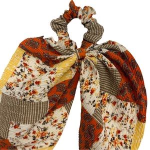 Anthropologie Pleated Floral Patchwork Hair Scrunchie Scarf Retro